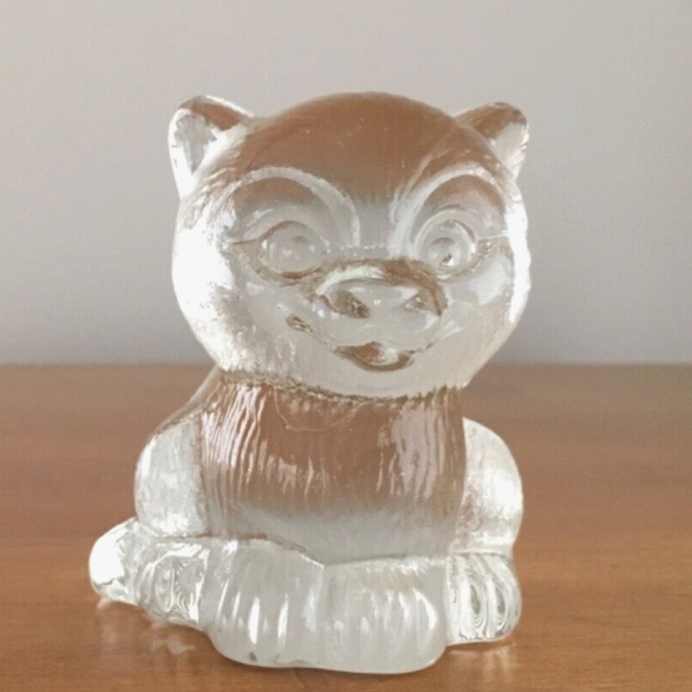 Vintage Goebel Kitty Cat Crystal Glass Figurine Paperweight - Made In Germany